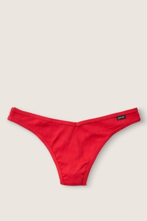 Red Pepper Red Victoria's Secret Stretch Cotton Cotton Thong Knickers | 2057PCGMR