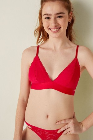 Red Pepper Victoria's Secret Unlined Lace Triangle Bralette | 6495PBRQL