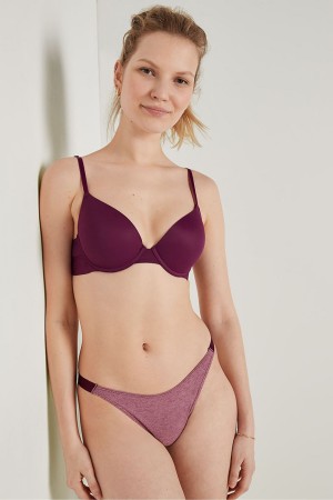 Rich Maroon Purple Victoria's Secret Wear Everywhere Smooth Push Up T-Shirt Bra | 7483UDCZJ