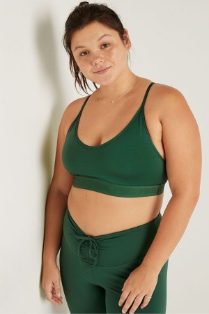 Satin Green Victoria's Secret Lightly Lined Low Impact Sports Bra | 7124WEJGM