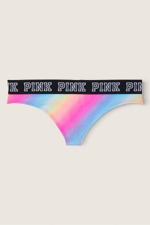 Sea Rainbow Blue Victoria's Secret Stretch Cotton Logo Thong | 2538DONTF