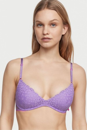 Secret Crush Purple Lace Victoria's Secret Sexy Tee Sexy T-Shirt Non Wired Push Up Bra Lace Bra | 9320DKXNO