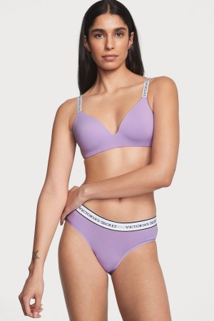 Secret Crush Purple Victoria's Secret Stretch Cotton Logo Knickers | 5367OTAJB