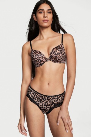 Sexy Leo Brown Victoria's Secret Very Sexy Lace Trim Cheeky Knickers | 8740IVKCX