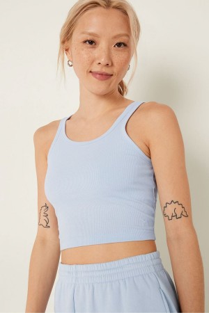 Skyway Blue Victoria's Secret Crop Tank Top | 6394KACBX