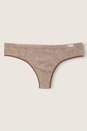 Soft Cappuccino Brown Victoria's Secret No-Show No Show Thong Knickers | 4807GJUMY