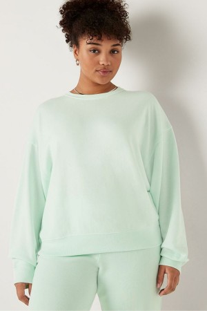 Spring Rain Green Victoria's Secret Fleece Long Sleeve Sweatshirt | 9276SFAXP