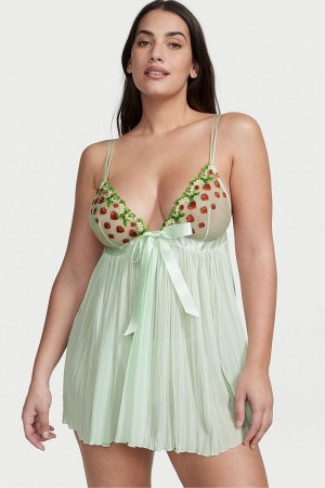 Strawberry Embroidery Green Victoria's Secret Dream Angels Dream Angels Babydoll | 9317JSRYW