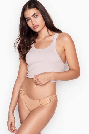 Sweet Nougat Nude Victoria's Secret Very Sexy Mesh Cheekini Knickers | 7689XPQUJ