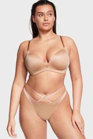 Sweet Praline Nude Victoria's Secret Very Sexy Strappy Thong Knickers | 9816DKEAL