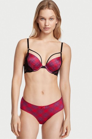 Tartan Red Victoria's Secret Very Sexy Very Sexy Mesh Satin Bow Cutout Back Open Panty | 6381JDBEX