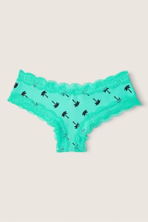 Teal Ice Green Victoria's Secret The Lacie Lace Trim Cheeky Knickers | 2138WYJMR