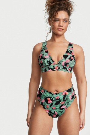 Tropical Palm Victoria's Secret Scallop Plunge Bikini Top | 2674ZUAYQ