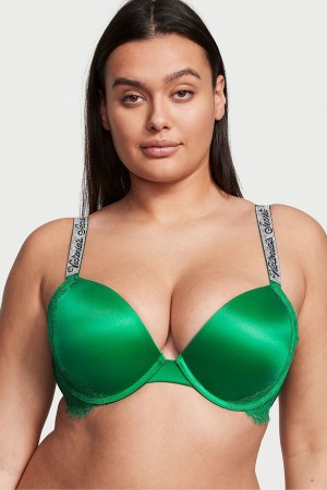 Verdant Green Victoria's Secret Very Sexy Shine Strap Push Up Bra | 8591ZJWGR