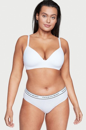 White Victoria's Secret Stretch Cotton Logo Knickers | 2783VPASW