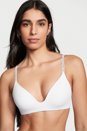 White Victoria's Secret The T-Shirt Non Wired Logo T-Shirt Bra | 8509XDMGL