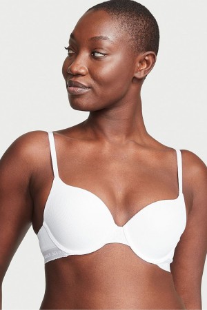 White Victoria's Secret The T-Shirt Smooth Push Up T-Shirt Bra | 0376CFWXJ