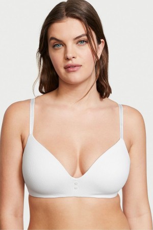 White Victoria's Secret The T-Shirt Smooth Lightly Lined Non Wired T-Shirt Bra | 3285LNUVA