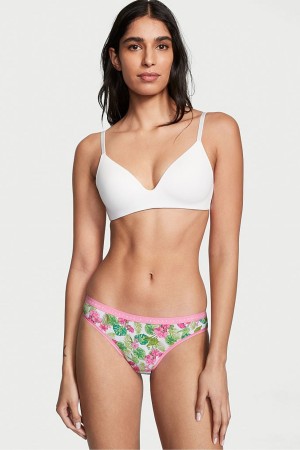 Whtie Tropical Oasis Victoria's Secret Stretch Cotton Cotton Bikini Knickers | 5946MVESP