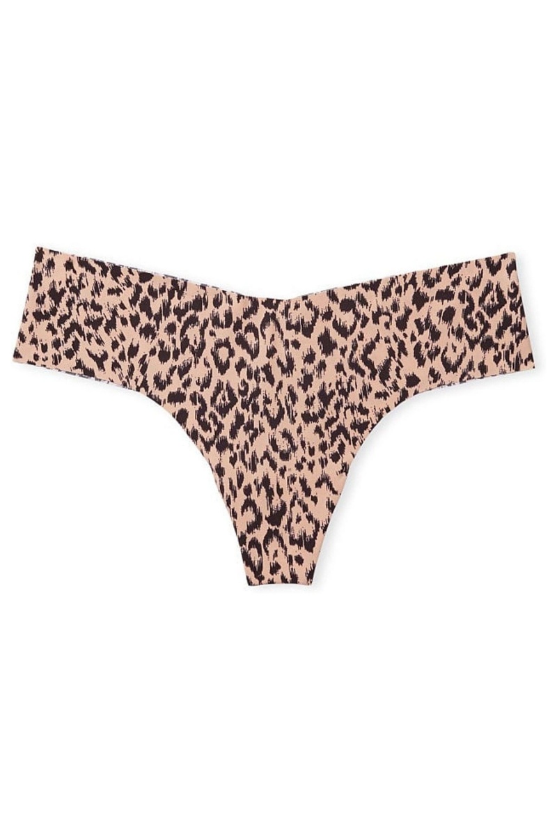 Angel Pink Leopard Victoria's Secret Sexy Illusions by Victorias Secret Smooth No Show Thong Knickers | 3650CRANB