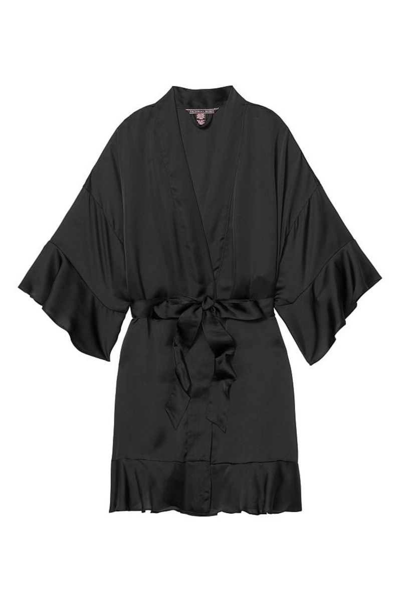 Angel Pink Stripe Victoria's Secret Flounce Satin Robe | 9231LAZIO