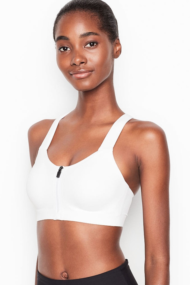 Apricot Frost Orange Victoria's Secret Knockout High Impact Racerback Zip Up Sports Bra | 9825OHKBF