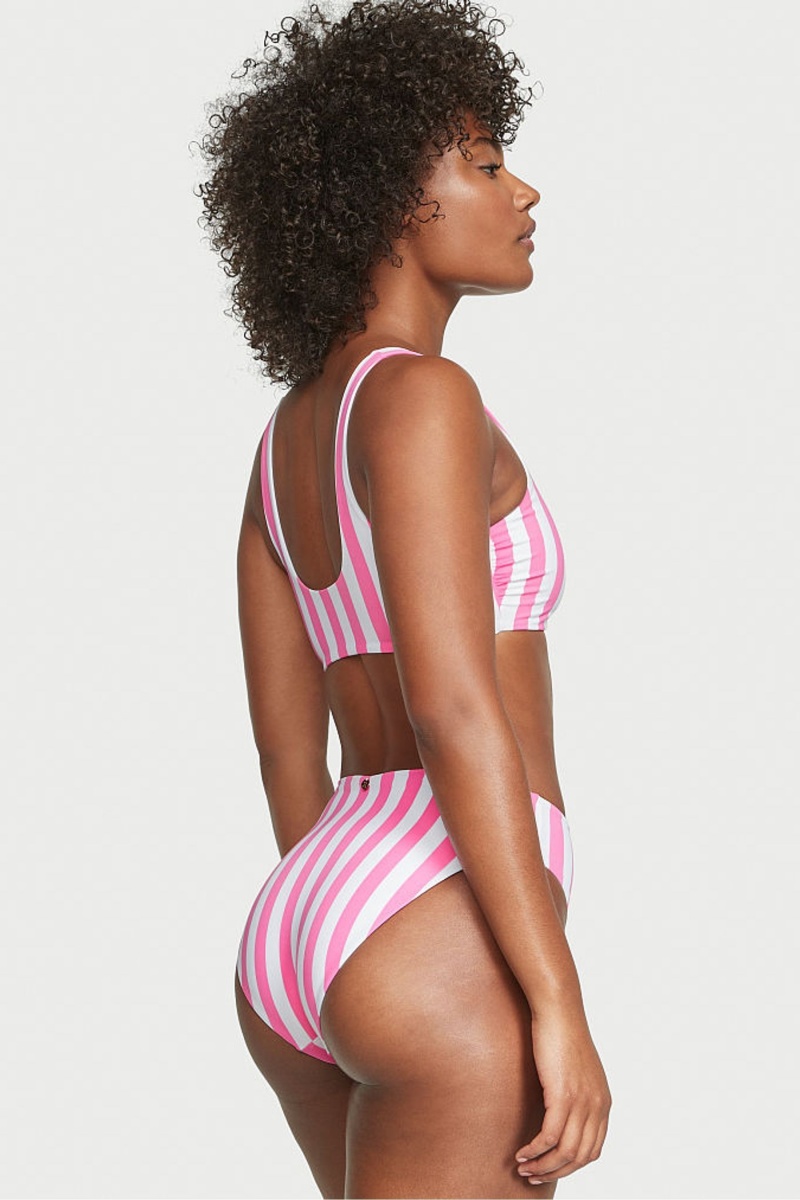 Aqua Blue Cabana Stripe Victoria's Secret Swim Bikini Top | 6815BQSFJ