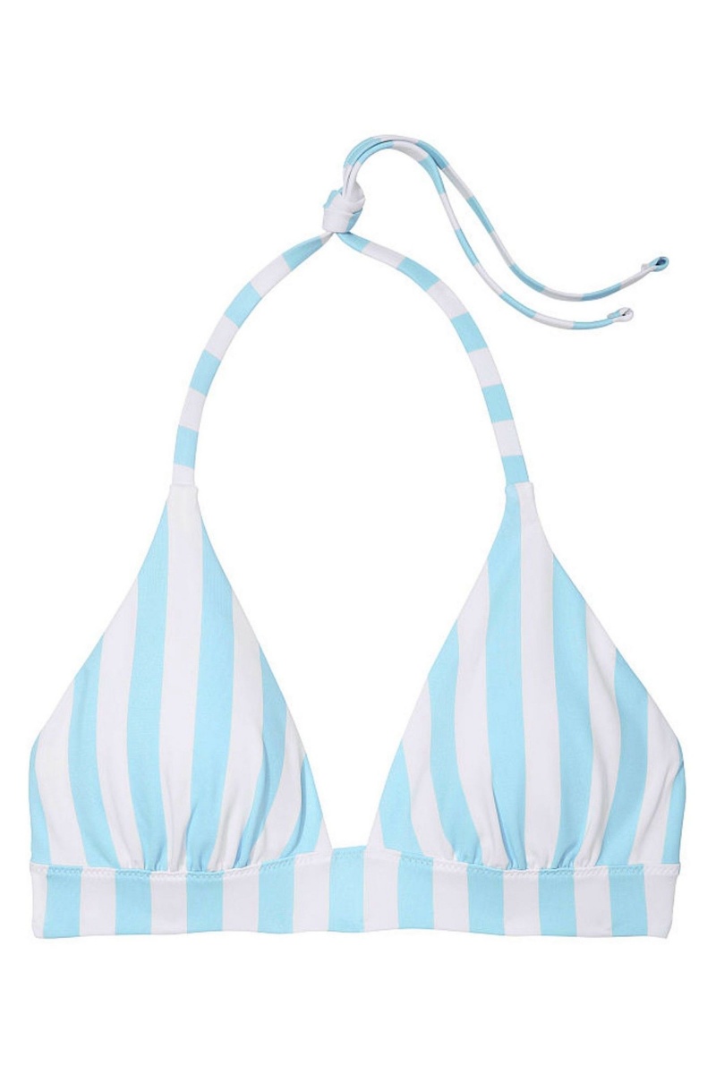 Aqua Blue Cabana Stripe Victoria's Secret Swim Bikini Top | 2905GAEKU