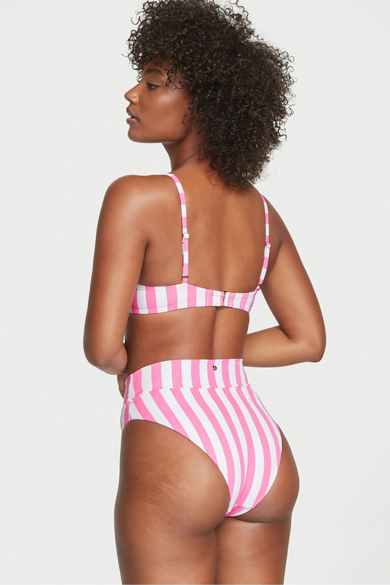 Aqua Blue Cabana Stripe Victoria's Secret Swim Bikini Bottom | 2794UBWOJ