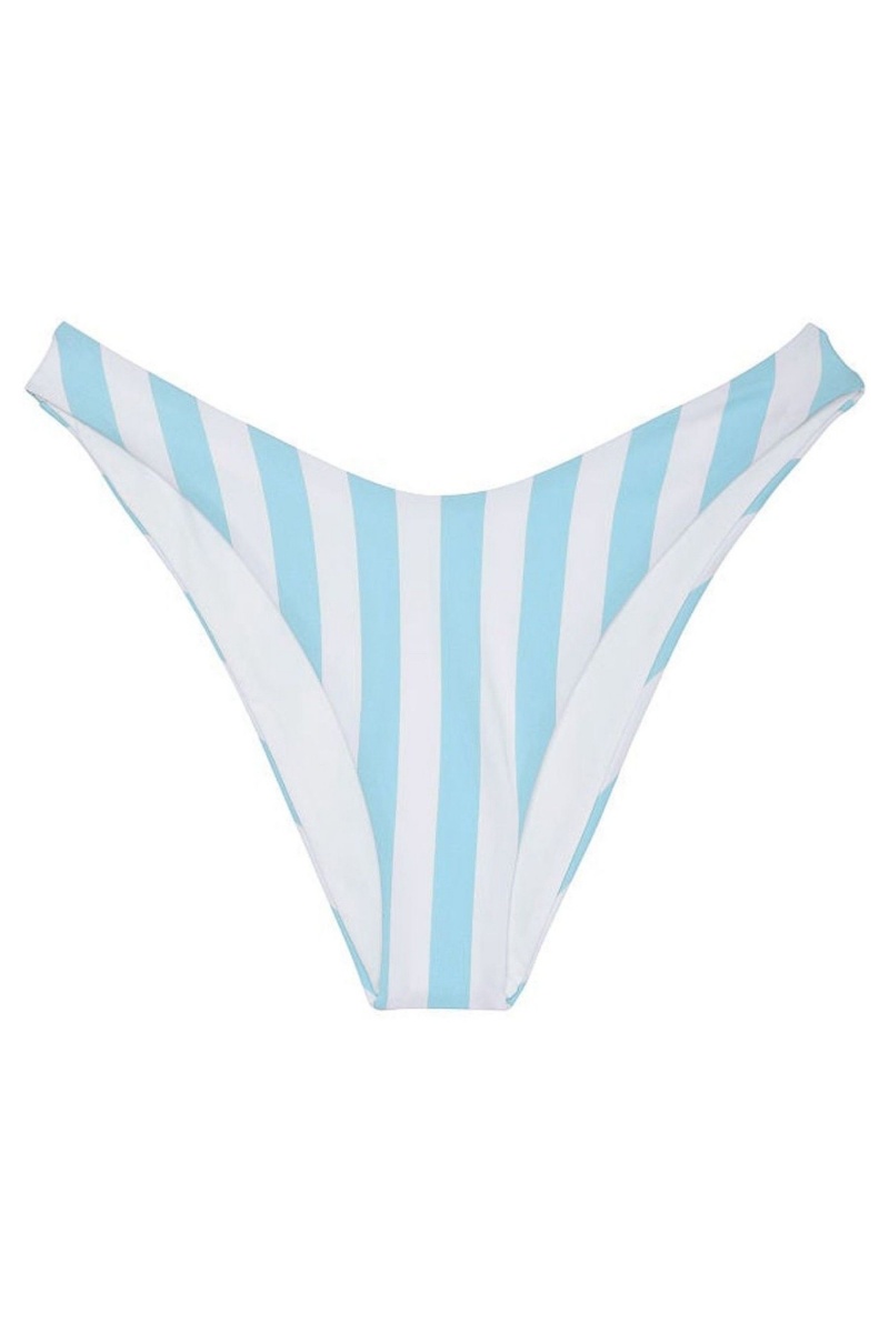 Aqua Blue Cabana Stripe Victoria's Secret Swim Bikini Bottom | 6784IVHYN