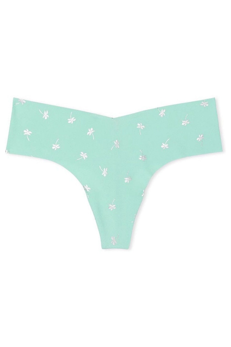 Aqua Blue Mini Palm Victoria's Secret Sexy Illusions by Victorias Secret No Show Thong Knickers | 9463DAHEK