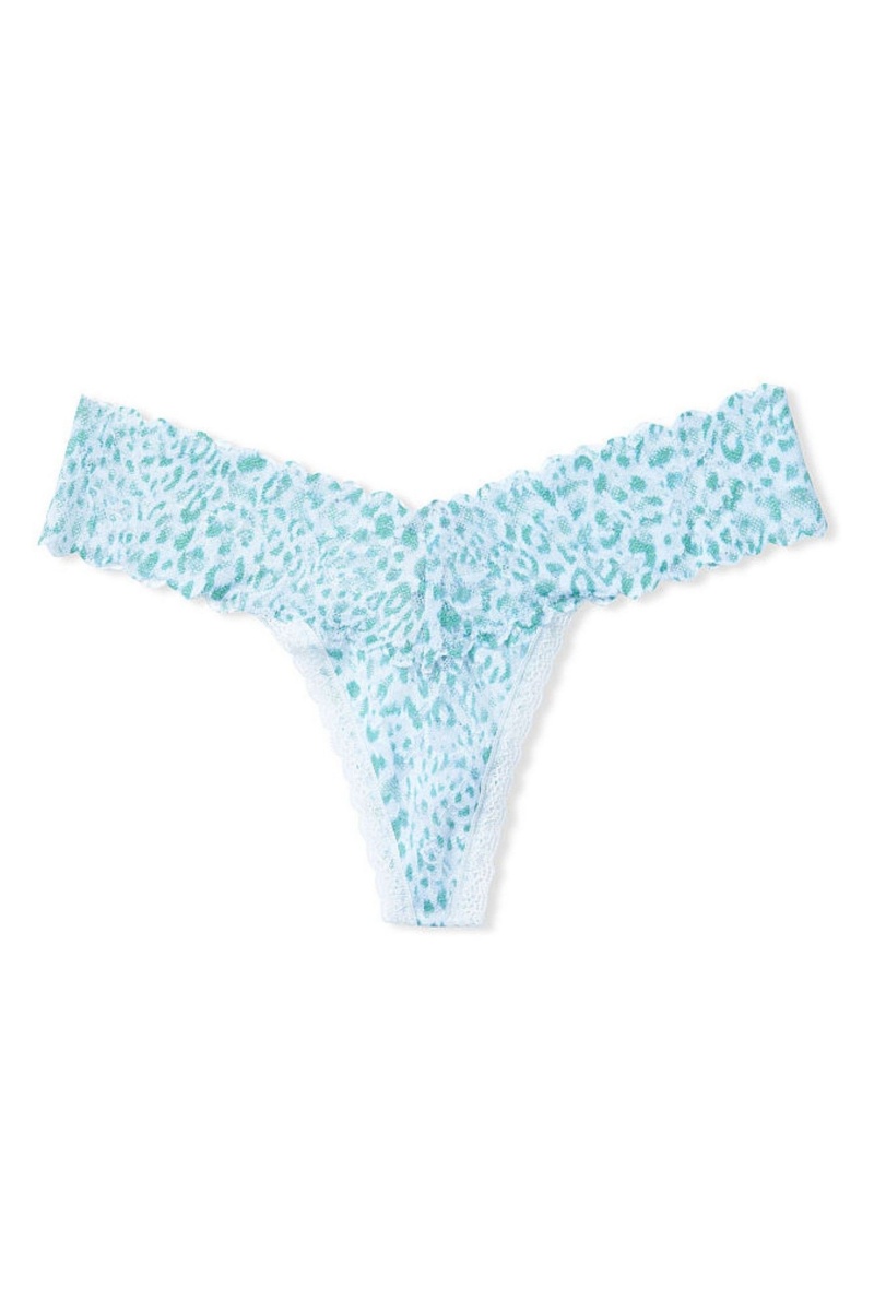 Aqua Crystal Blue Victoria's Secret The Lacie Lace Thong Knickers | 7410TGBED