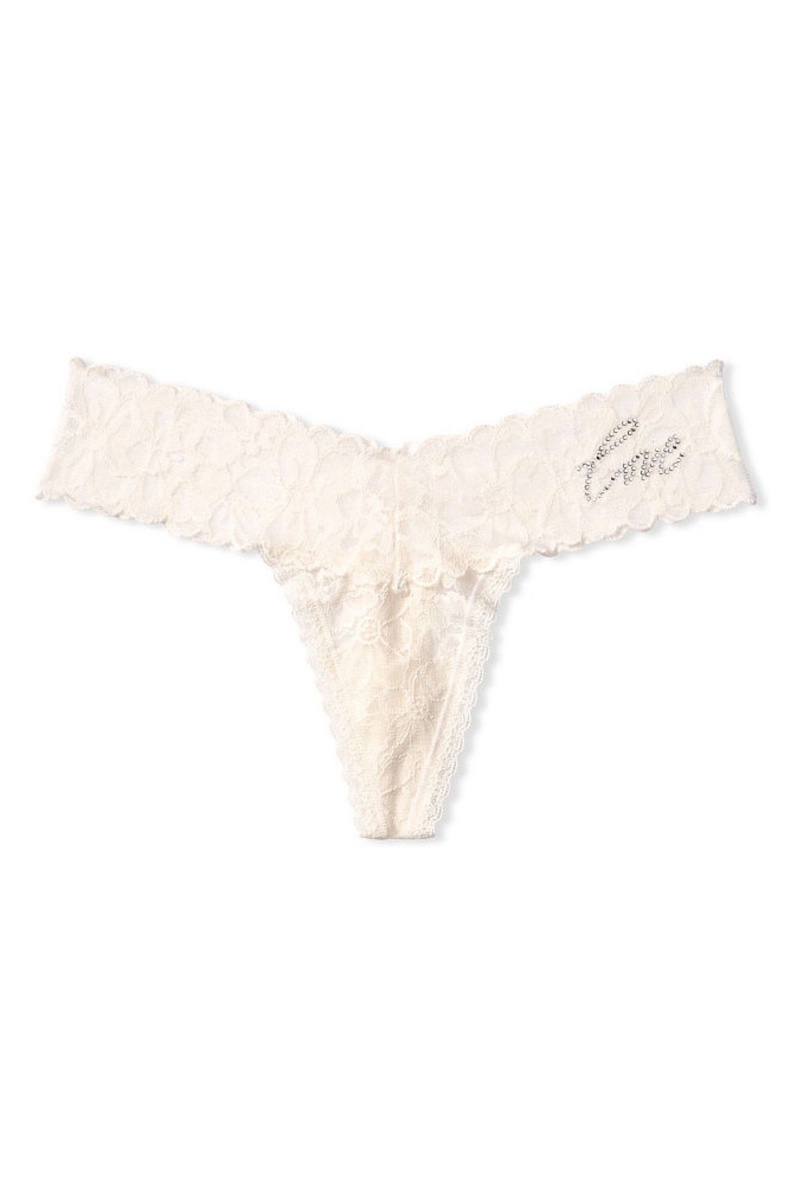 Aqua Crystal Blue Victoria's Secret The Lacie Lace Thong Knickers | 8430WPHEM