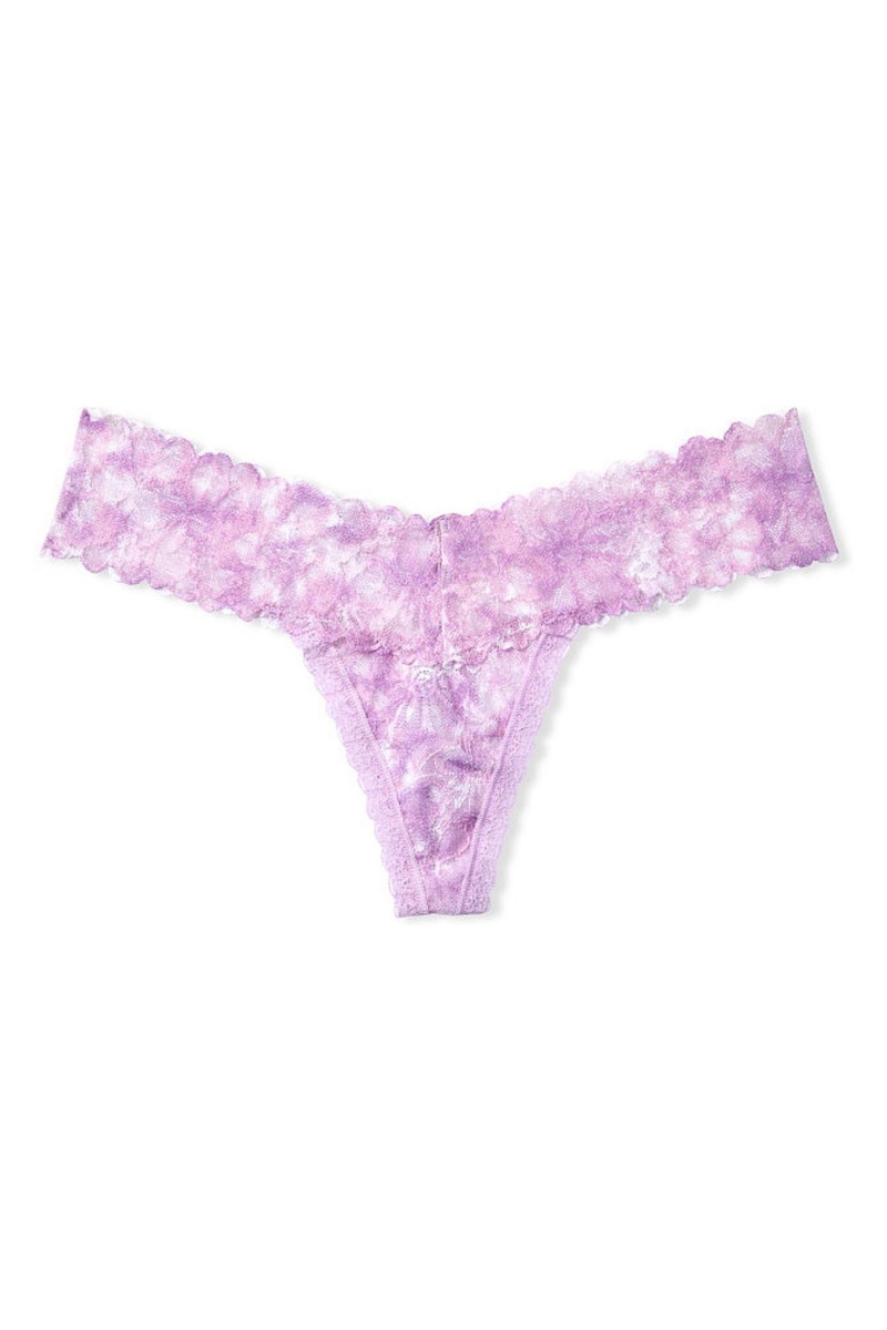 Aqua Crystal Blue Victoria's Secret The Lacie Lace Thong Knickers | 5329RWLDX