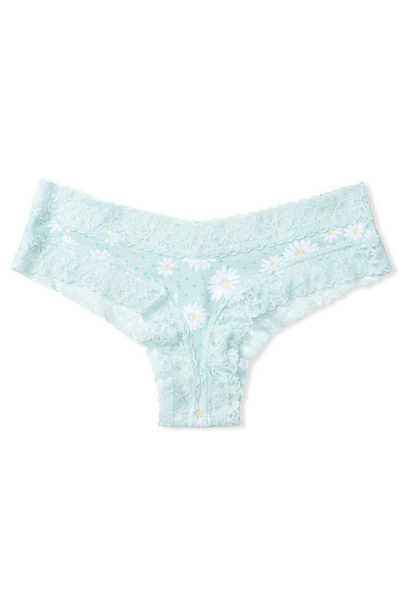 Aqua Daisy Dot Victoria's Secret Stretch Cotton LCE W CTN CHEEKY | 4910BWXFD