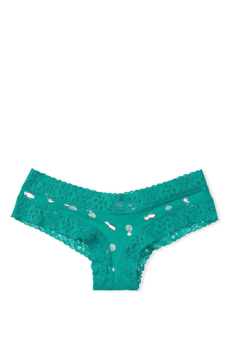 Aqua Daisy Dot Victoria\'s Secret Stretch Cotton LCE W CTN CHEEKY | 1576DCPEV