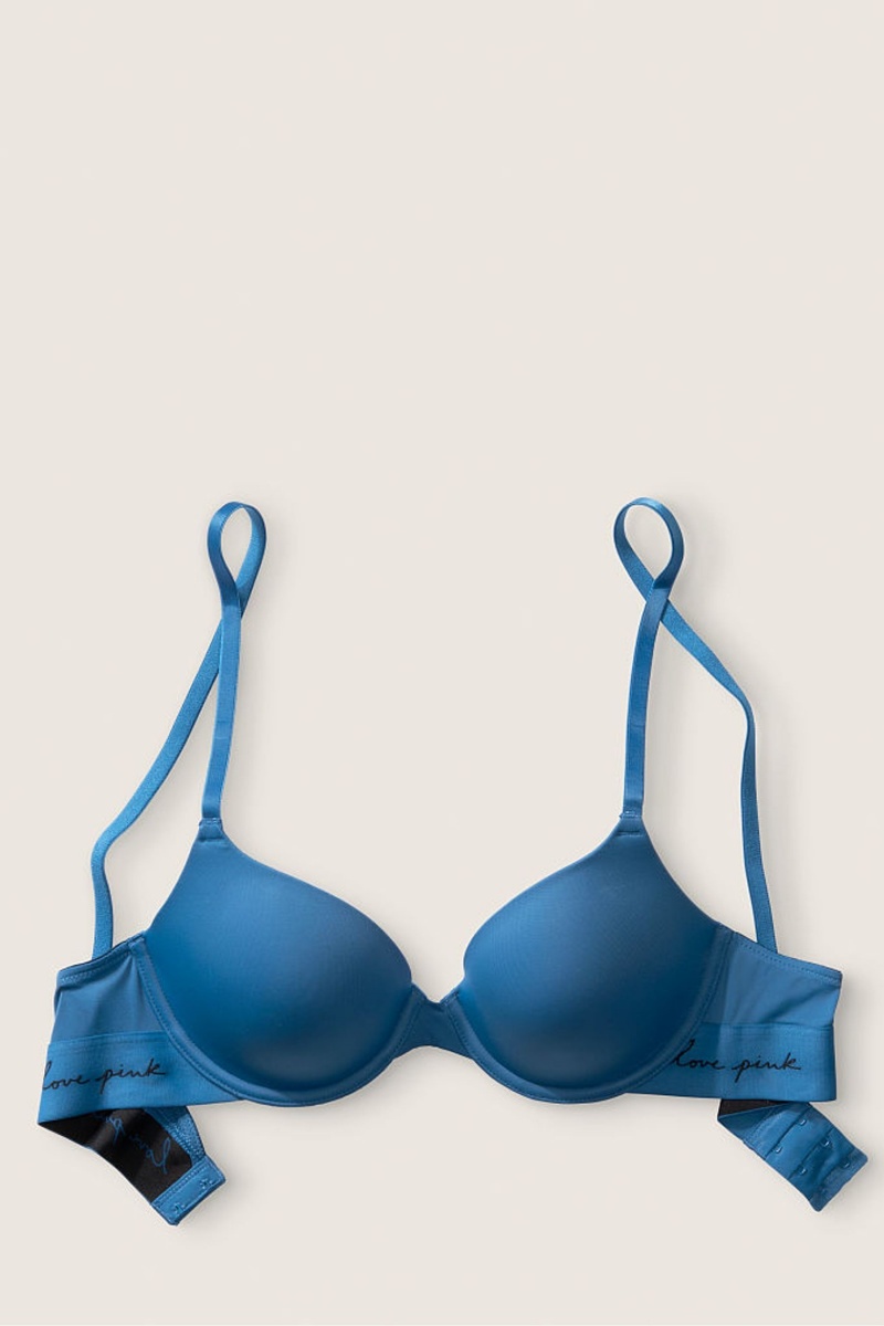 Aqua Fog Blue Victoria's Secret Lace Lightly Lined T-Shirt Bra | 3962FKTQG