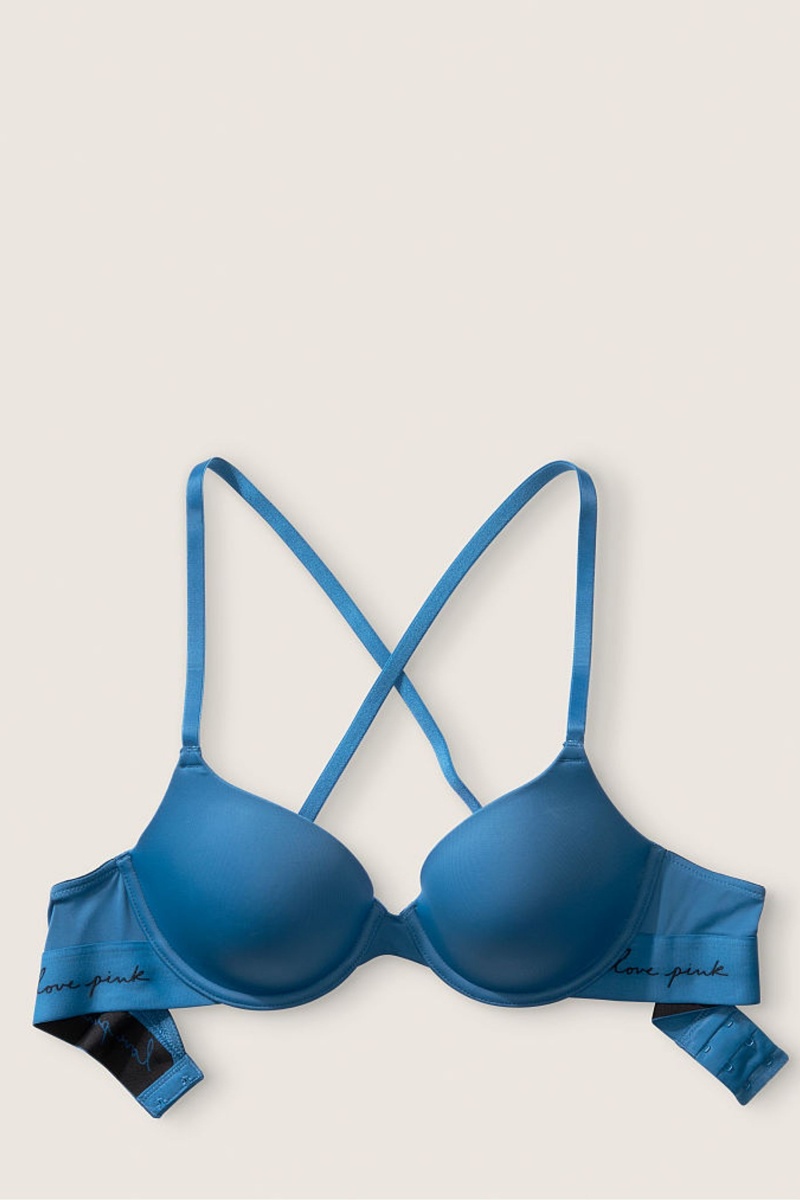 Aqua Fog Blue Victoria's Secret Lace Lightly Lined T-Shirt Bra | 3962FKTQG