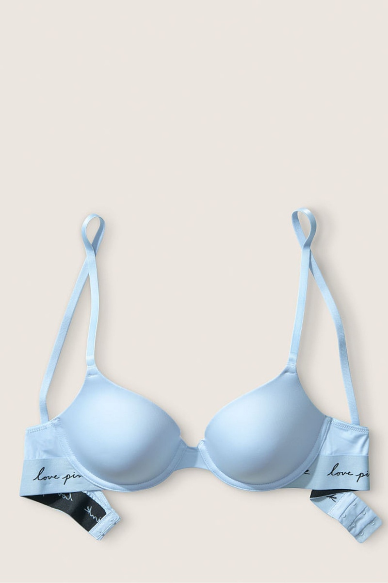 Aqua Fog Blue Victoria's Secret Lace Lightly Lined T-Shirt Bra | 7245IBSAT