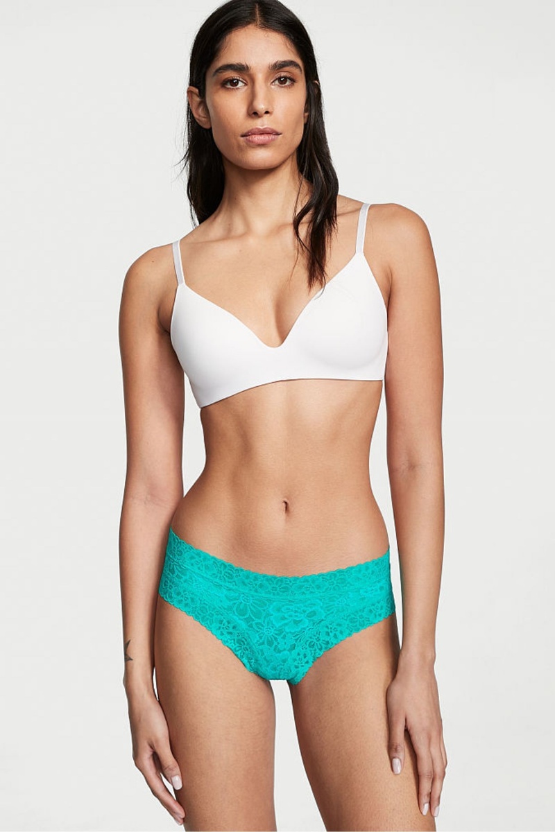 Aqua Sea Green Victoria\'s Secret The Lacie Lace Cheeky Knickers | 2184ZCKVF