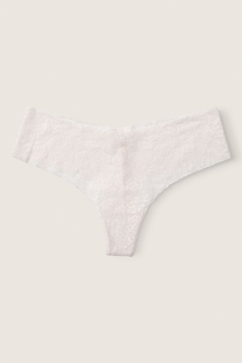 Arctic Ice Blue Victoria\'s Secret No Show Thong Lace Knickers | 9814KJXEN