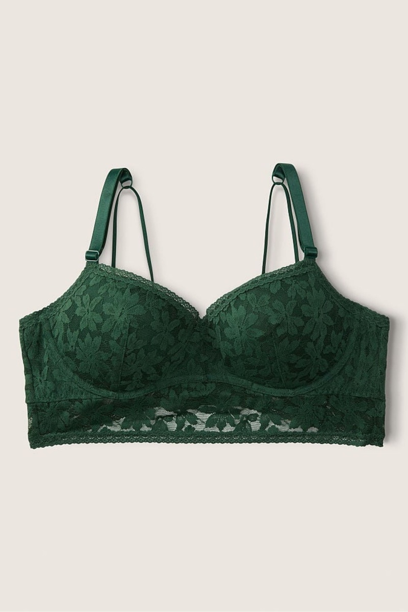 Arctic Ice Blur Blue Victoria's Secret Lace Wired Push Up Bralette | 1629OANPK