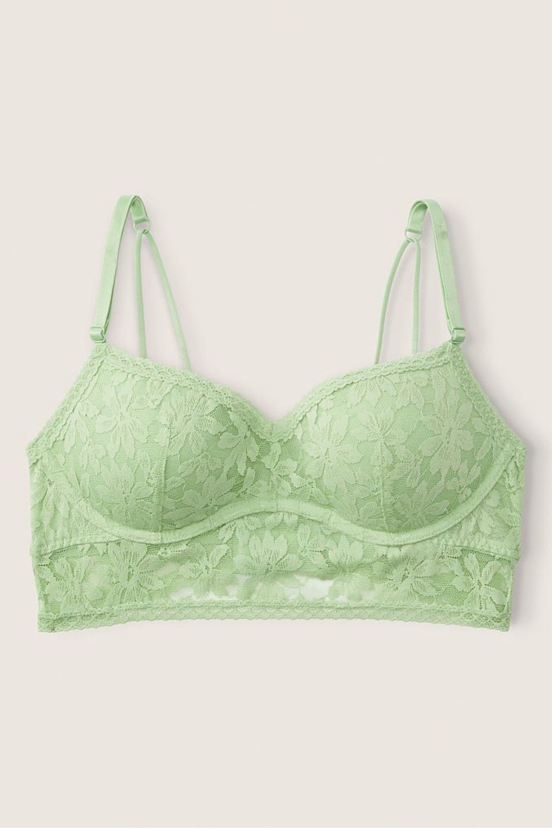 Arctic Ice Blur Blue Victoria's Secret Lace Wired Push Up Bralette | 3586KSPQE