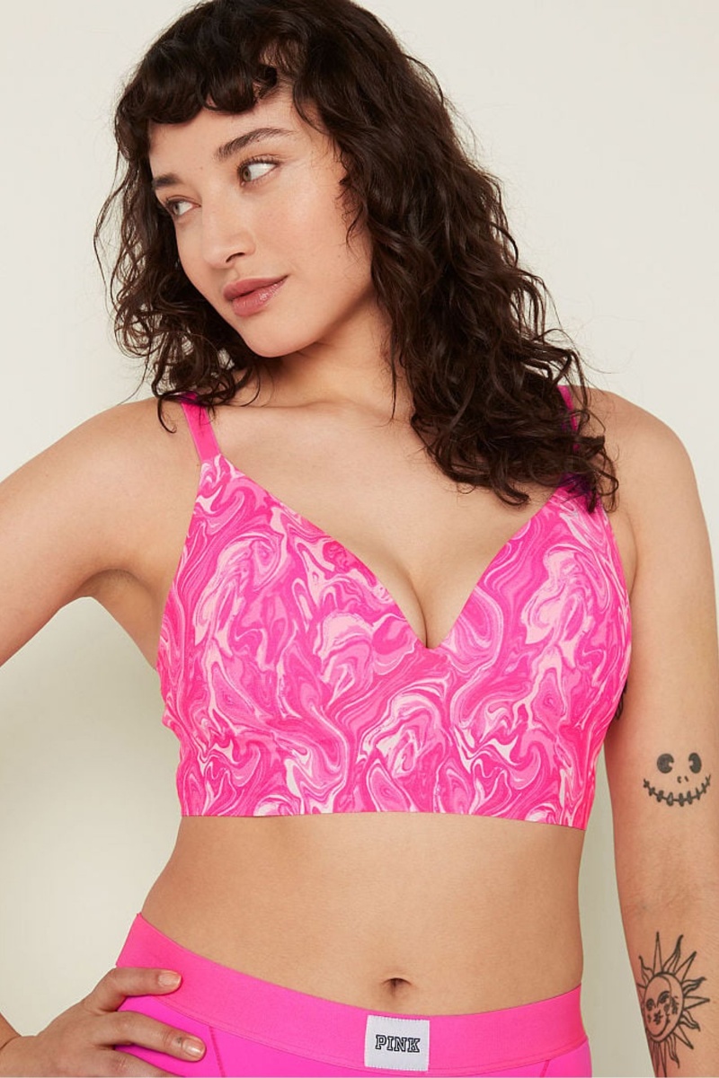 Atomic Pink Marble Victoria's Secret Wear Everywhere Smooth Non Wired Push Up Bralette | 4518WNGJA