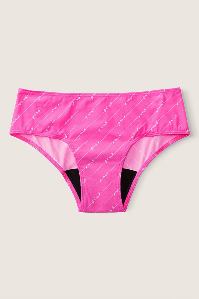 Atomic Pink Script Print Pink Victoria's Secret Period Pants Period Hipster Knickers | 2958HSYDQ