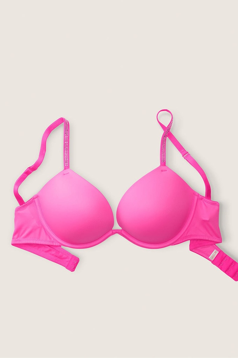 Atomic Pink Shine Victoria's Secret Wear Everywhere Smooth Push Up T-Shirt Bra | 7803DVLMJ