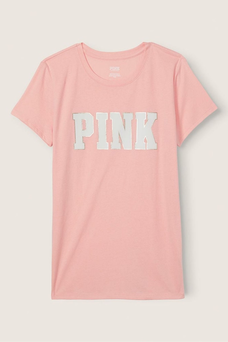 Atomic Pink Victoria's Secret Logo Short Sleeve T-Shirt | 8514WEZRO