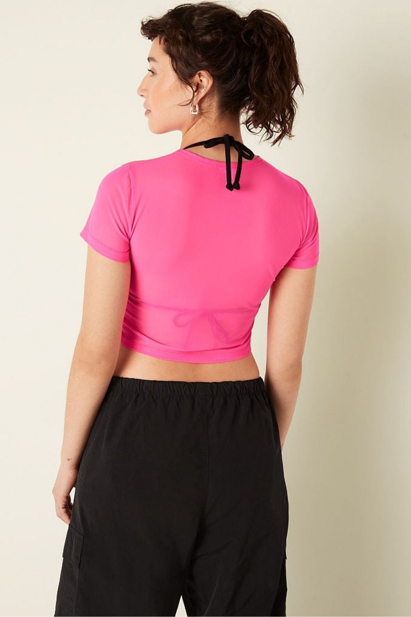 Atomic Pink Victoria's Secret Mesh Short Sleeve T-Shirt | 7190CVIHY