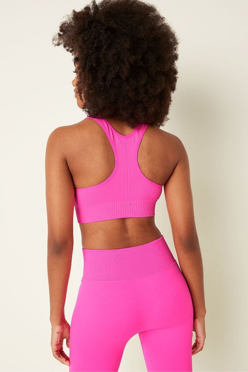 Atomic Pink Victoria's Secret Seamless Seamless Lightly Lined Low Impact Racerback Sports Bra | 1958CVBYQ