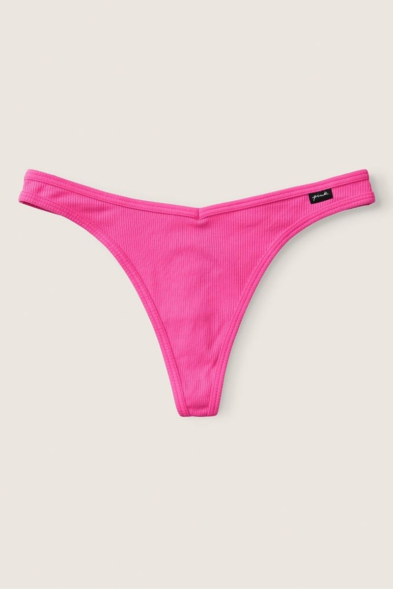 Atomic Pink Victoria\'s Secret Stretch Cotton Cotton Thong Knickers | 3615XANIZ